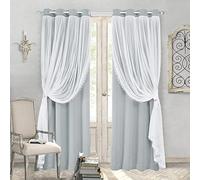 SOFJAGETQ Light Gray Blackout Curtains 84 Inches Long - Double Layer Grey Curtains, Luxury and Romantic Light Block Panels, Window Decor for Bedroom Dining Room, 52W X 84L, 2 PCs
