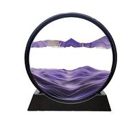 SOFLIY 3D Dynamic Sand Art Liquid Motion, Moving Sand Art Picture Round Glass 3D Deep Sea Sandscape in Motion Display Flowing Sand Frame Relaxing Desktop Home Office Work Decor (12“, Purple)