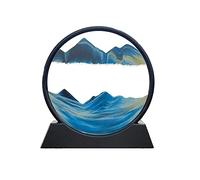 SOFLIY 3D Dynamic Sand Art Liquid Motion, Moving Sand Art Picture Round Glass 3D Deep Sea Sandscape in Motion Display Flowing Sand Frame Relaxing Desktop Home Office Work Decor (7“, Blue)