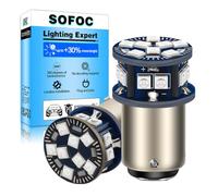 SOFOC 1157 BAY15D LED Brake/Tail Light Rear Stop Light Red 6V 12V 24V 6-60V AC/DC Canbus Ready for Motorcycle & Car 2Pcs