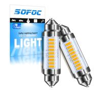 SOFOC 39MM Festoon LED Bulb 239 272 Warm White 6V 12V 24V for Car Dome Light Map Light Trunk Light License Plate & Door Courtesy Light 2Pcs