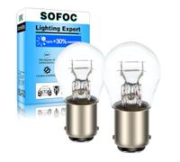 SOFOC BA15D 12V 21W/5W Warm White Brake/Tail Lamp Interior Light 180°Pin Dual Contact/Beam Bayonet Base S25 Bulb 2Pcs
