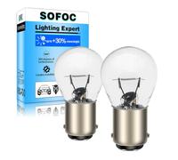 SOFOC BA15D 24V 21W Warm White Brake/Tail Lamp Interior Light 180°Pin Dual Contact Bayonet Base(Single Beam) S25 Bulb 2Pcs