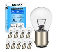 SOFOC BA15D 24V 21W Warm White Fog/Tail Lamp Interior Light 180°Pin Dual Contact Bayonet Base(Single Beam) S25 Bulb 10Pcs