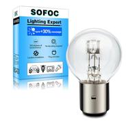 SOFOC BA20D Bulb (H6/S2) 12V 45/40W Halogen Motorcycle Headlight G40 Warm White Dual Filament Hi/Lo Beam 180° Symmetrical Pin Bayonet Base 1Pcs