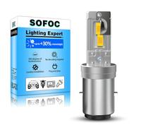 SOFOC BA20D Bulb LED S2 500% Brighter Than Halogen Motorcycle/Car Headlight Fog Light Yellow DC 12V-18V 60W 4000Lm High Low Beam Design 1Pcs