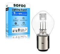 SOFOC BA20D S2 Bulb Halogen Headlight Warm White 12V Non-Polarity B35 35W Dual Contact High Low Beam for Motorcycle Scooter .etc 1Pcs
