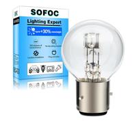 SOFOC BA21D Bulb 12V 45/40W Halogen Motorcycle Headlight G40 Warm White Dual Filament Hi/Lo Beam 120°3 Pin Bayonet Base 1Pcs