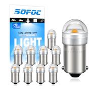 SOFOC BA9S LED Bulb 6V 12V 24V 6-30V AC/DC 3000K Warm White BA9 T4W 233 53 Bulbs For Car Dome Light Trunk Light License Plate Light .etc 10Pcs