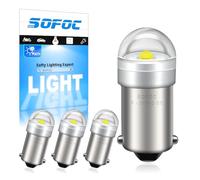 SOFOC BA9S LED Bulb 6V 12V 24V 6-30V AC/DC 6000K White BA9 T4W 233 53 Bulbs For Car Dome Light Trunk Light License Plate Light .etc 4Pcs