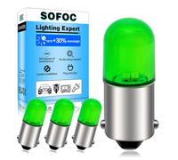 SOFOC BA9S LED Bulb Green 12V for Indicator Instrument Panel Light 4Pcs