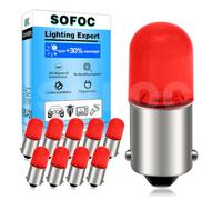 SOFOC BA9S LED Bulb Red 110V for Indicator Instrument Panel Signal Light 10Pcs