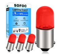 SOFOC BA9S LED Bulb Red 220V for Indicator Instrument Panel Signal Light 4Pcs