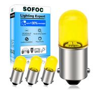 SOFOC BA9S LED Bulb Yellow 12V for Indicator Instrument Panel Light 4Pcs
