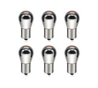 SOFOC-BAU15S 12V 21W Amber Yellow Halogen Car Turn Signal Lights Brake Lamp Front Rear Light Replacement etc Silver Surface Durable 6Pcs