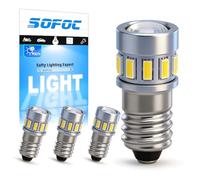 SOFOC E10 LED Bulb White 1.8W for Flashlight Hiking Headlamp Replacement AC/DC 6-30V Instrument Indicator Model Display Case Light 4Pcs