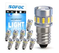 SOFOC E10 LED Bulb White 1.8W for Flashlight Hiking Headlamp Replacement AC/DC 6-30V Instrument Indicator Model Display Case Light 10Pcs