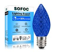 SOFOC E12 C7 30Pcs Crystal Effect LED Christmas Ambient Light Blue for Outside Garden House Party Wedding Xmas Tree Decor 220V Plug & Play