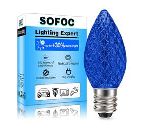 SOFOC E12 C7 30Pcs Crystal Effect LED Christmas Ambient Light Blue for Outside Garden House Party Wedding Xmas Tree Decor 220V Plug & Play