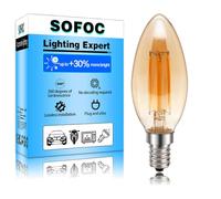 SOFOC E12 LED Candelabra Bulbs 40Watt Equivalent Warm Yellow 6W 400LM 2200K C35 Shape Dimmable Light Bulb for Indoor Outdoor Lights Wall Sconce Chandelier 1PC