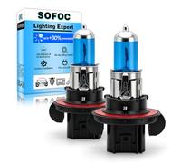 SOFOC H13 Halogen Bulb 9008 P26.4t 12V 100W 90W Dual Filament for Headlight High Low Beam DRL Fog Light Replacement 1000LM 6000K White 2Pcs