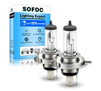 SOFOC H19 12V 60/55W Halogen Bulb 1700LM 4300K Warm White Dual Filament for Motorcycle Car & Off-Road Hi/Lo Beam Headlight Fog Light 2Pcs