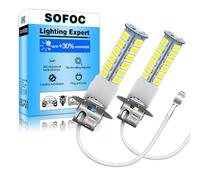 SOFOC H3 Bulb LED Headlight PK22S White 2W 6V 12V 24V 6-30V AC/DC Canbus Ready for Car Fog Light High Beam/Low Beam & DRL 2Pcs