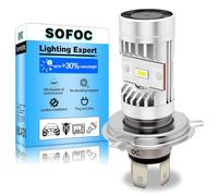 SOFOC H4/9003/HB2 Bulb LED Built-in Cooling Fan 5000LM Headlight 6V 12V 24V Compatible With 6-24V AC/DC 15W White 6000K High Performance 1Pcs