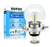 SOFOC H4 LED Bulb HB2/9003 500LM 6000K White for Motorcycle Scooter Moped Headlight DRL Fog Light G40 Plug and Play DC 6V 12V 24V 2Pcs