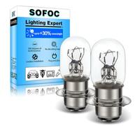 SOFOC H6M Halogen Bulb T19 P15D-25-1 12V 25W Dual Filament Warm White for Motorcycle Scooter Moped Headlight Fog Light 2Pcs