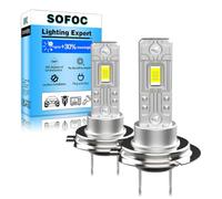 SOFOC H7 Bulb LED Headlight Fog Light PX26D 12V 24V 12-24V DC Compatibled 4000LM 300% Brighter Cool White 6000K High/Low Beam Replacement 2Pcs
