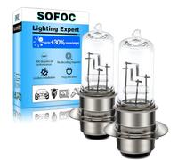 SOFOC P15D-25-1 Halogen Bulb H6M 12V 35W Dual Filament Warm White for Motorcycle Scooter Moped Headlight High Low Beam Light 600LM 4300K 2Pcs