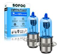 SOFOC P15D-25-1 Halogen Bulb H6M 12V 35W Dual Filament White for Motorcycle Scooter Moped Headlight High Low Beam Light 600LM 6000K 2Pcs