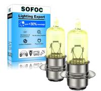 SOFOC P15D-25-1 Halogen Bulb H6M 12V 35W Dual Filament Yellow for Motorcycle Scooter Moped Headlight High Low Beam Light 600LM 3000K 2Pcs