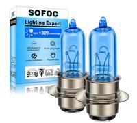 SOFOC P15D-25-1 Halogen Bulb H6M 6V 25W Dual Filament White for Motorcycle Scooter Moped Headlight High Low Beam Light 600LM 6000K 2Pcs