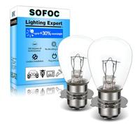 SOFOC P15D-25-3 Halogen Bulb 6V 25W Dual Filament Warm White for Motorcycle Scooter Moped Headlight Fog Light 3 Claws 4300K 2Pcs