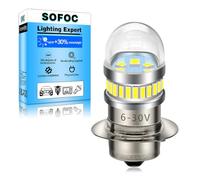 SOFOC P15S LED Bulb 1000LM Cool White Motorcycle Scooter Moped Headlight Fog Light & DRL 6V 12V 24V 6-30V AC/DC Single Contact Base 1Pcs