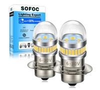 SOFOC P15S LED Bulb 1000LM Warm White Motorcycle Scooter Moped Headlight Fog Light & DRL 6V 12V 24V 6-30V AC/DC Single Contact Base 2Pcs