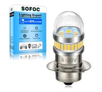 SOFOC P15S LED Bulb 1000LM Warm White Motorcycle Scooter Moped Headlight Fog Light & DRL 6V 12V 24V 6-30V AC/DC Single Contact Base 1Pcs