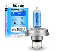 SOFOC P45T R2 12V 100/90W Halogen Motorcycle Classic Car & Tractor Headlight Bulb T16 White Hi/Lo Beam 3-Pin Prefocus Flange Base 1Pcs