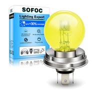 SOFOC P45T R2 12V 45/40W Halogen Motorcycle Classic Car & Tractor Headlight Bulb G40 Yellow Hi/Lo Beam 3-Pin Prefocus Flange Flange Base 1Pcs