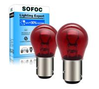 SOFOC PR21/5W Auto Brake & Tail Light Red 12V 21/5W BAW15D 150°Offset Staggered Pin Dual Contact/Filaments S25 Bulb Plug and Play 2Pcs