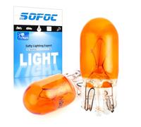 SOFOC T10 12V 5W Halogen Wedge Bulb Yellow Car Dashboard Indicator Light Turn Signal Light & Side Repeater Bulb Plug and Play 2Pcs