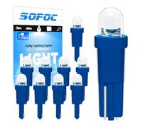 SOFOC T5 LED Instrument Panel Light Bulb Blue 6V 12V DC for Car Dashboard & Aircraft Control Panel W3W 2721 27 37 73 286 Wedge Base 10Pcs
