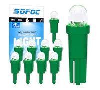 SOFOC T5 LED Instrument Panel Light Bulb Green 6V 12V DC for Car Dashboard & Aircraft Control Panel W3W 2721 27 37 73 286 Wedge Base 10Pcs