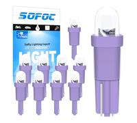 SOFOC T5 LED Instrument Panel Light Bulb Purple 6V 12V DC for Car Dashboard & Aircraft Control Panel W3W 2721 27 37 73 286 Wedge Base 10Pcs