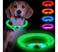 Sofore Light Up Dog Collar, LED Dog Collar Light for the Dark, USB Rechargeable 3 Flash Modes Light Dog Collar Adjustable Cut to Size for Puppy Small Medium and Large Dogs, Green