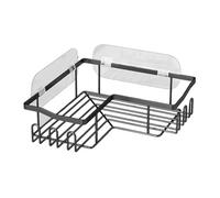 SOFPGKMFVN Bathroom Shelf Bathroom Shelves Shower Organiser, Black Stainless Steel Wire Shower Caddy with Hooks, No Drilling Corner Shower Shelf Bathroom Tidy Caddy Shelf Toilet Paper Holder