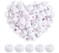 SOFPLAT 1 Box 800Pcs 6 x 9mm White Pony Beads Plastic Barrel Beads with 3.8mm Large Hole Opaque Round Kandi Charms Bulk Accessories for Jewellery Making Supplies DIY Crafts Earrings Hair Braids Adults