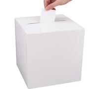 SOFPLAT Kraft Paper Card Box White Wedding Card Box Favor Cardboard Party Decor Case with 10Pcs Cards for Wedding Reception Birthday Graduation Anniversary Raffle Gift Table Centerpiece 9x9x9 Inches